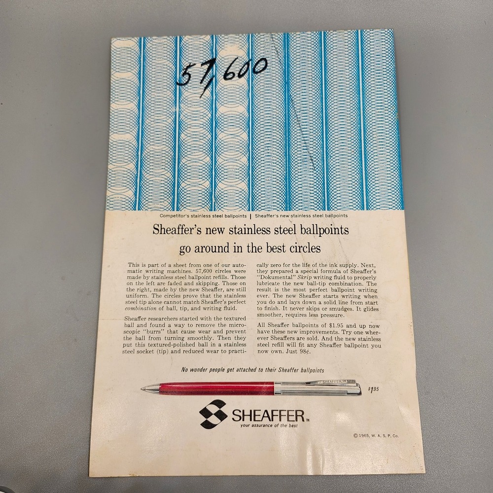 Sheaffer Magazine Ad 1965 Stainless Steel Ballpoints Pens Mid-Century